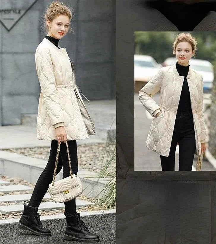 Quilted Padded Overcoat Female Coats Black Duck Down Women's Jacket Thick Padding Long Winter Promotion Offers Elegant Classy In