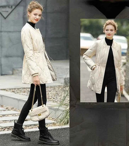 Quilted Padded Overcoat Female Coats Black Duck Down Women's Jacket Thick Padding Long Winter Promotion Offers Elegant Classy In