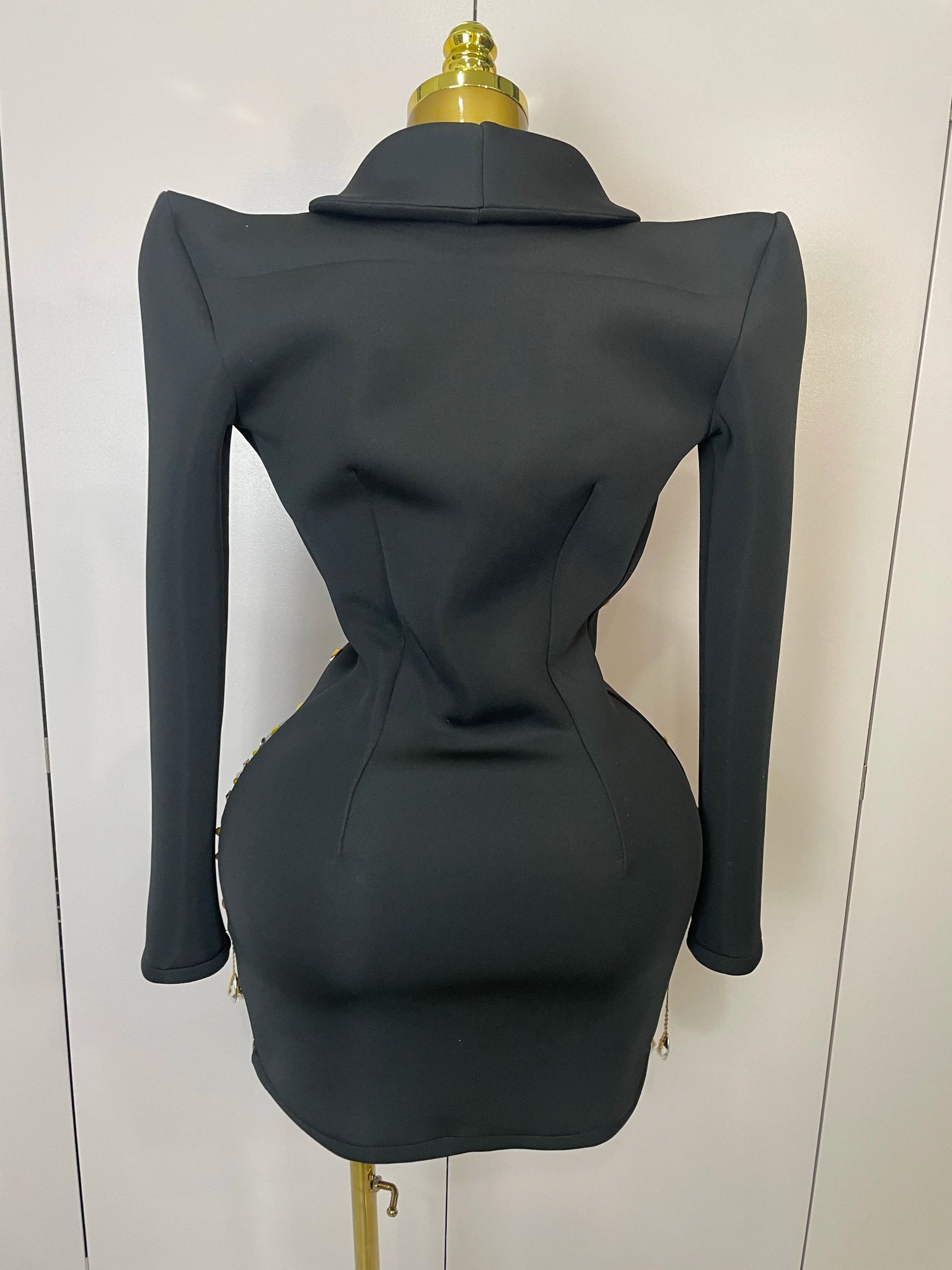 Sparkly Crystal Chains Pearls Long Sleeve Mini Dress 2025 Women Birthday Evening Party Nightclub Outfit Singer Wedding Costume - AMULET RING STORE