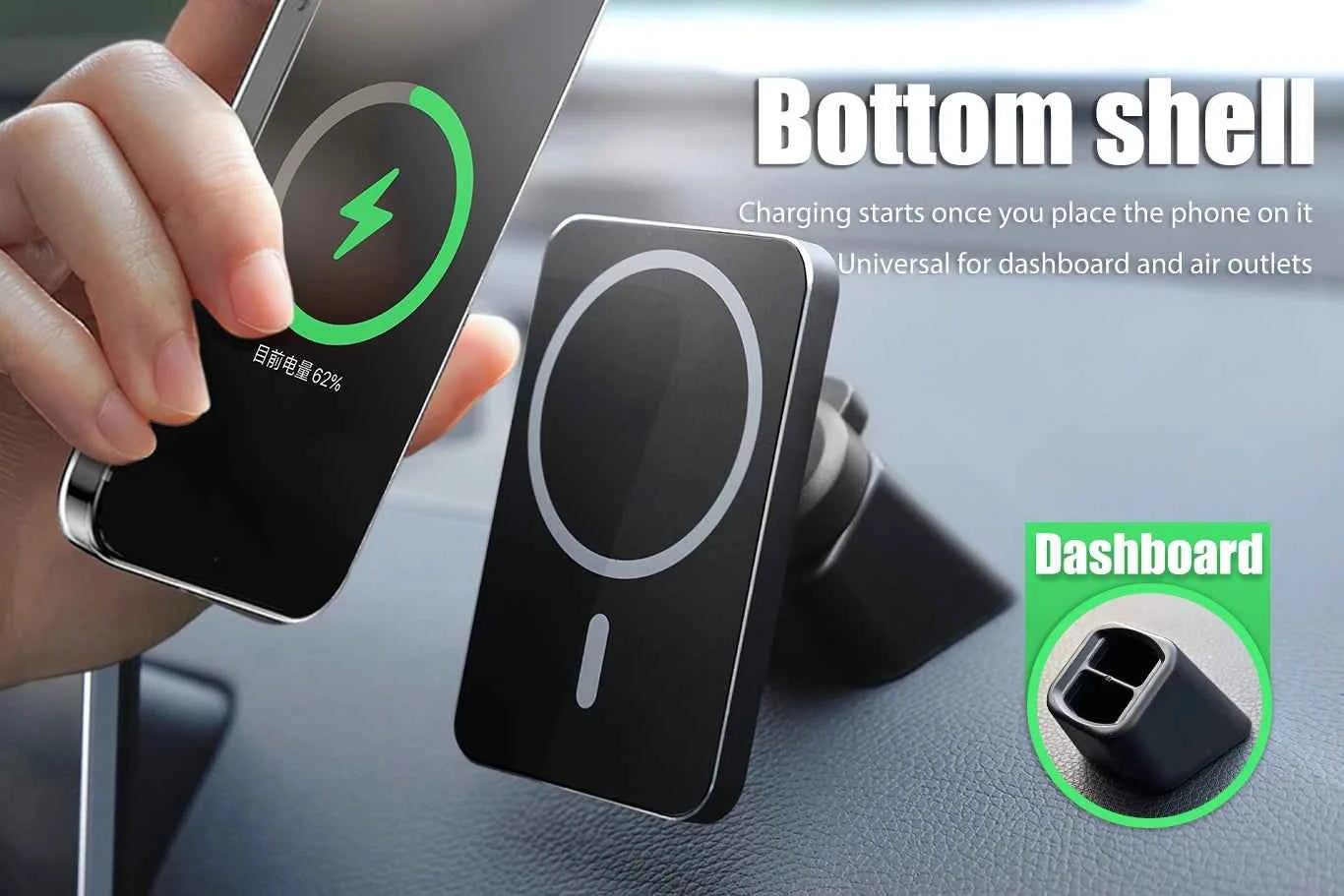 15W Magnetic Wireless Car Charger Mount Adsorbable Phone For iPhone 15 14 13 Pro Max adsorption Fast Wireless Charging Holder