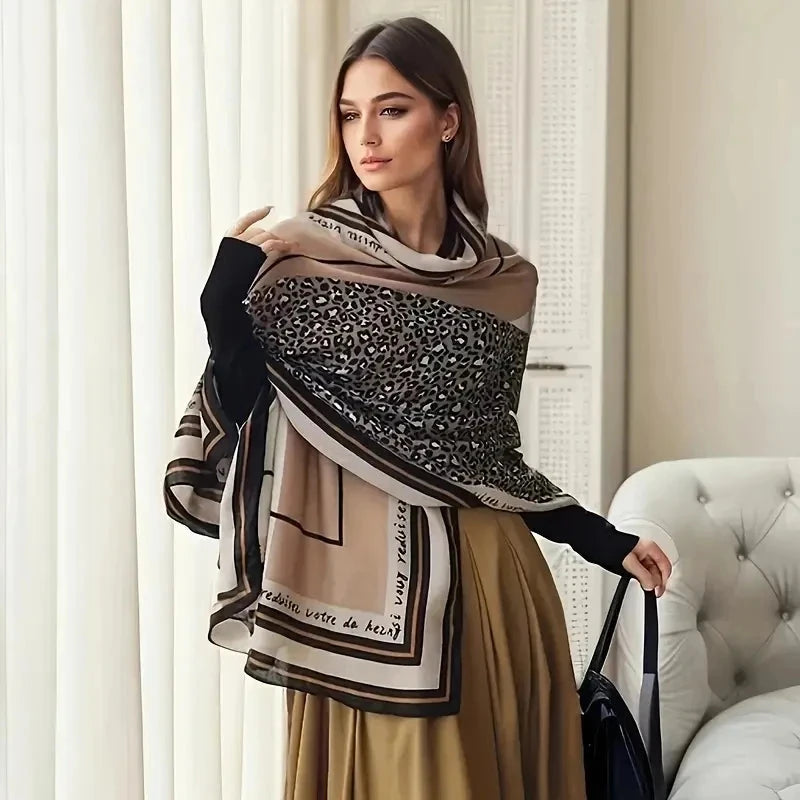 2025 Autumn Women Hijab Scarf Leopard Cotton Linen Shawl Tassel Muslim Sunscreen Viscose Headkerchief Wrap Breathable Headscarf - AMULET RING STORE