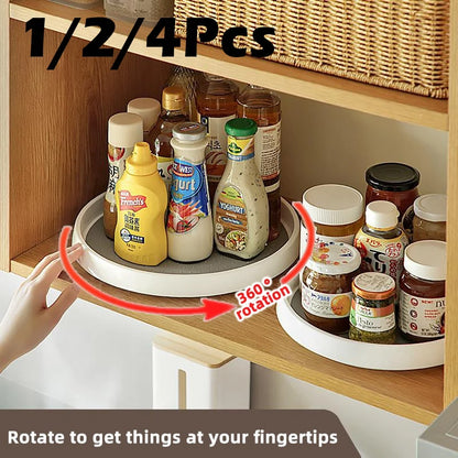 1/4Pcs 360 Rotatable Anti Sliding Kitchen Condiment Rotatable Storage Rack Tableware Cabinet Round Multi Functional Storage Rack - AMULET RING STORE