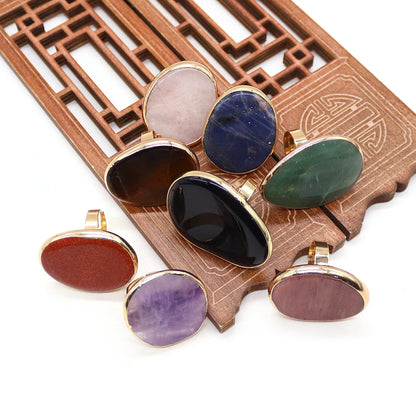 Irregular Natural Amethyst Rings Open Adjustable Green Aventurine Agate Finger Ring for Women and Men  Fashion Jewelry Ring Gift