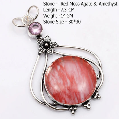 Genuine  Agate Labradorite Jasper Turquoise Rose Quartz Pendant