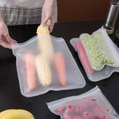 1/5/10 Pcs Reusable Ziplock Silicone Bags Dishwasher Safe Freezer Bag Lunch Bag Sandwich Bags BPA Free for Food Storage Home - AMULET RING STORE