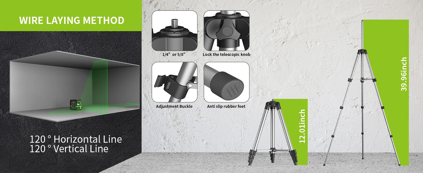 Lfine Laser Level 2 Lines with Tripod professional Level Laser Horizontal Vertical Nivel Laser automatic  360°Self-Leveling Tool