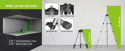 Lfine Laser Level 2 Lines with Tripod professional Level Laser Horizontal Vertical Nivel Laser automatic  360°Self-Leveling Tool
