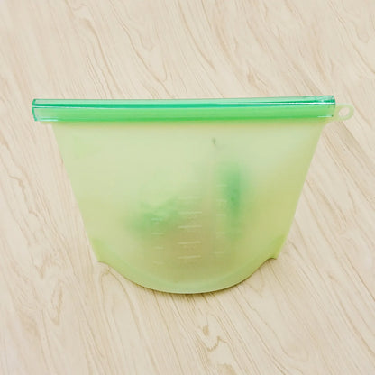 500-1500ML Silicone Bags Reusable Silicone Food Grade Storage Bag Lunch Sandwich Snack Fruit Freezer Zip Seal Keep Fresh Bags - AMULET RING STORE