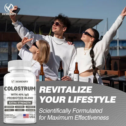 Colostrum Capsules - 40% LgG - Support Intestinal and Digestive Health, Hair, Nails, Skin and Muscle Health - AMULET RING STORE