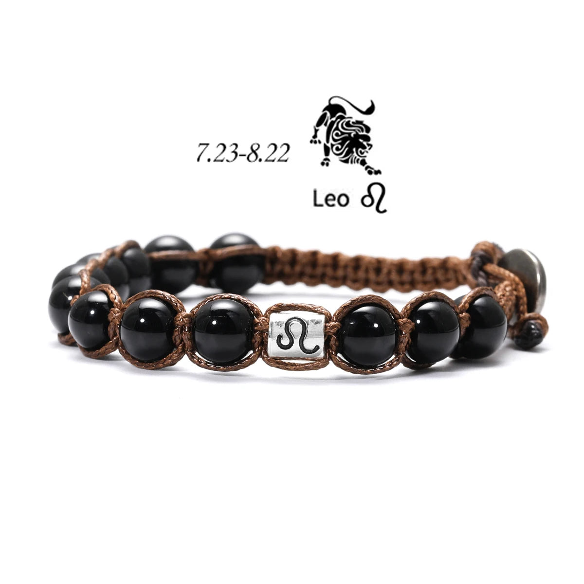 12 Zodiac Natural Stone Obsidian Hand-Woven Bracelets Cancer  Pisces Men's Bracelets Couples Friendship Jewelry pulseras hombre