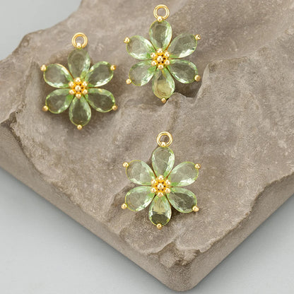GUFEATHER,6pcs/lot,MC78,jewelry accessories,18k gold plated,nickel free,copper,zircon,hand made,flower shape,charms,diy pendants - AMULET RING STORE