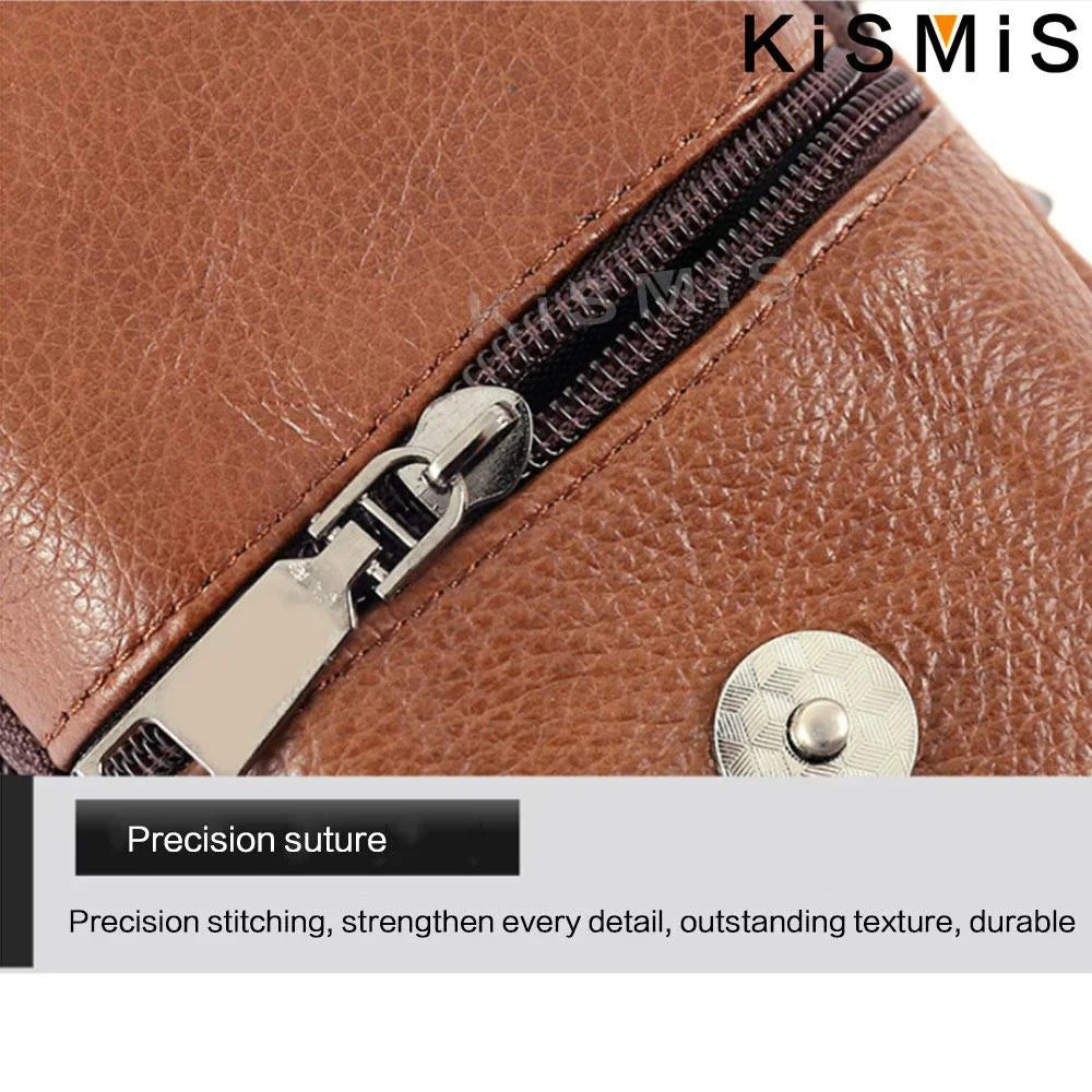 Men Leather Vintage Pack Waist Bag Belt Clip Phone Holster Travel Hiking Cell Mobile Phone Case Cover Belt Pouch Purse Belt - AMULET RING STORE