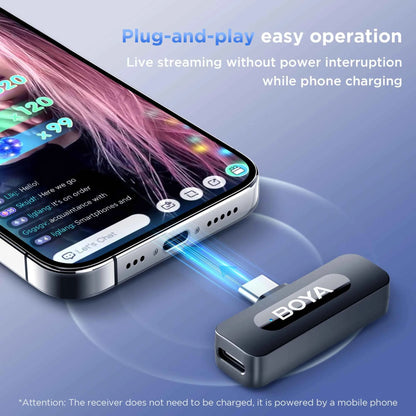 BOYA Wireless Lapel 2pcs Microphone for Android Smartphone Laptop - Omnidirectional USB C Condenser Video Recording Microphone