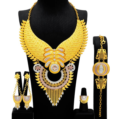 New Big Italian 24k Gold Plated Jewelry Set For Women Indian Dubai Party African Necklace Sets Bridal Gifts Arabic Jewelry Sets