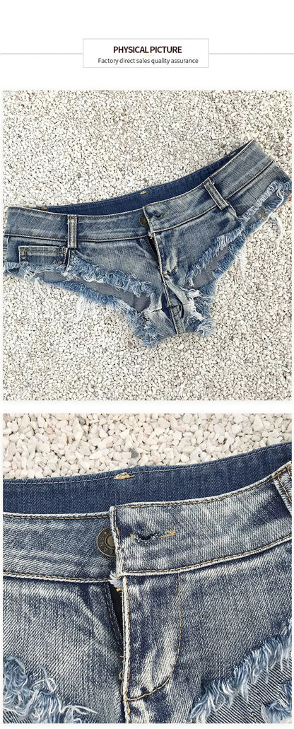 Denim Shorts for Women, Low Waisted, Sexy Summer Beach Clothing, Fashion Clothes - AMULET RING STORE