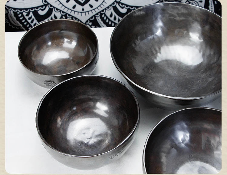 Full Moon Tibetan Singing Bowl Handmade Mindfulness Meditation Nepal Singing Bowls Yoga Chakra Sound Healing Therapy Accessories - AMULET RING STORE