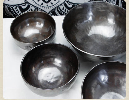 Full Moon Tibetan Singing Bowl Handmade Mindfulness Meditation Nepal Singing Bowls Yoga Chakra Sound Healing Therapy Accessories - AMULET RING STORE