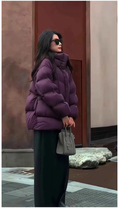 Puff Down Jacket Women's Winter Jacket Padded New Outerwear Hooded Versatile Loose Padding Thickened White Duck Down Warm Coat