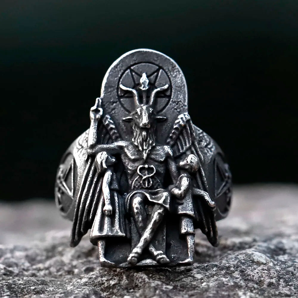 2022 NEW Men's 316L stainless-steel rings Vintage Lucifer Satan Punk Rock Personality Religion Jewelry Gift free shipping