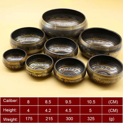 Buddha Sound Bowl Tibetan Bell Yoga Meditation Bowl Metal Singing Bowl Striker Chanting Bowl Brass Chime Handicraft Music - AMULET RING STORE