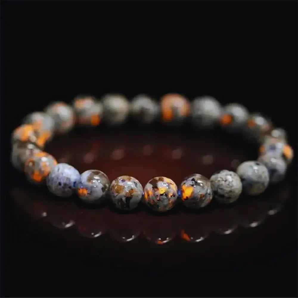 2/4pcs Natural Flame Stone Bracelet with Natural Raw Stone Accessories, UV Luminescent Rock, Handmade Elastic Bracelet