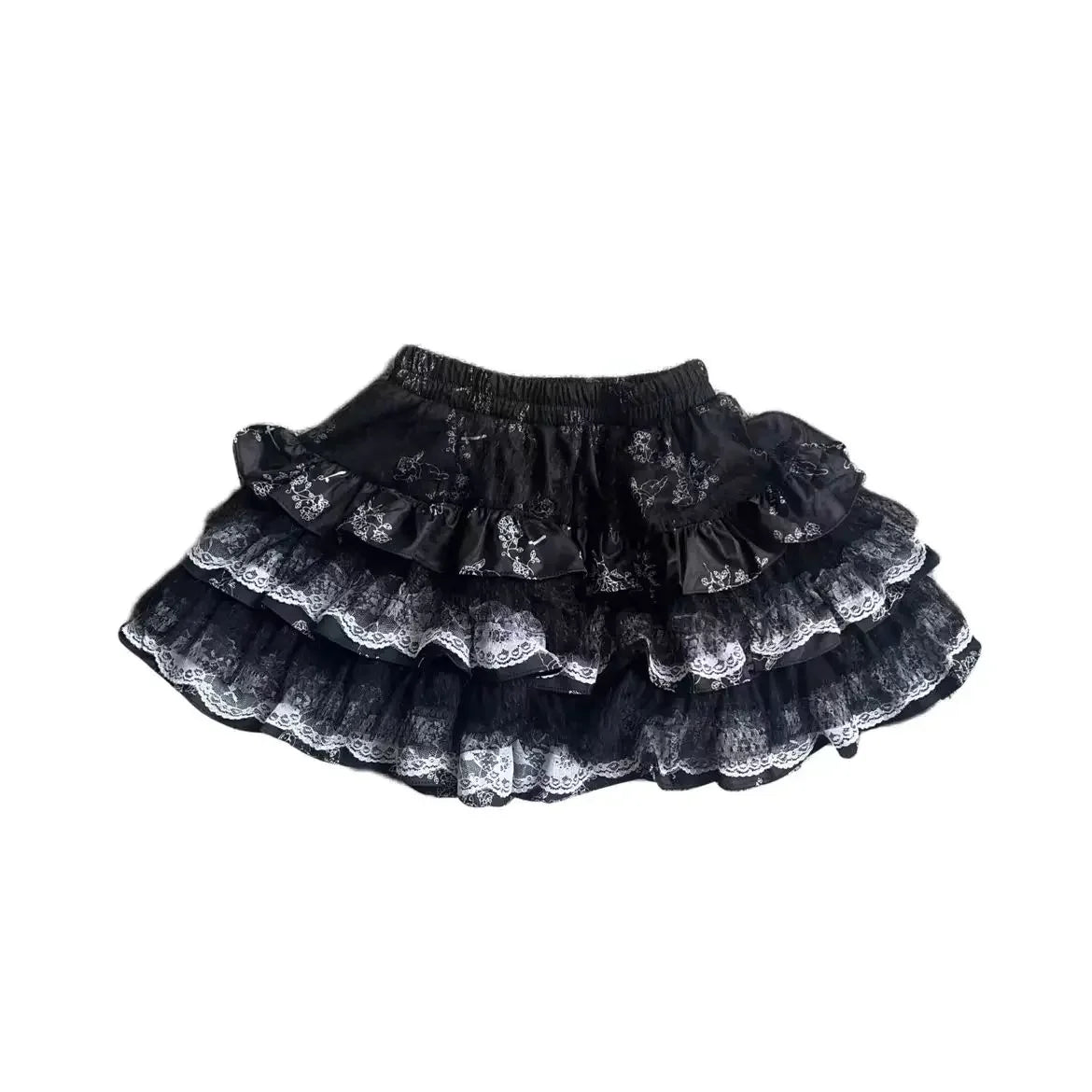 New Skirt Subculture Y2k Japanese Miniskirt Black Punk Harajuku Retro Mini Dress Party Skinny Lace Layered Puff A-line Skirts - AMULET RING STORE