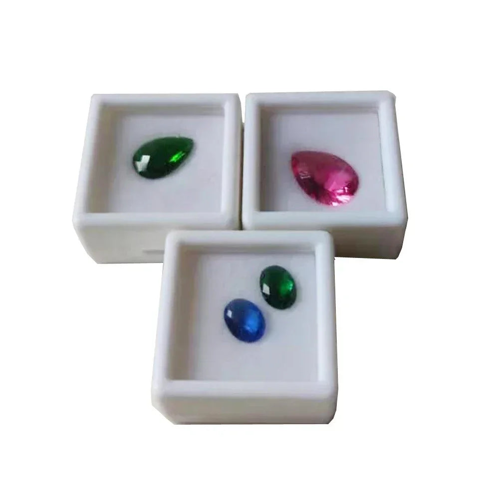 Transperant Square Diamond Jewelry Storage Box Stone Display Case Round Gemstone Organizer 1Pc Small Coin Ring Travel Gift Box - AMULET RING STORE