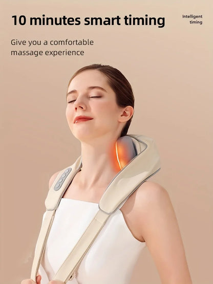 Shoulder and neck massager, capable of deep hot compress, finger pressure wireless massage shawl, electric kneading massager