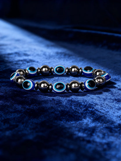 Hematite & Red Tiger's Eye Bracelet Men Natural Stone Cylinder Bead for Energy Protection Reiki Charm Courage Jewelry Women Gift