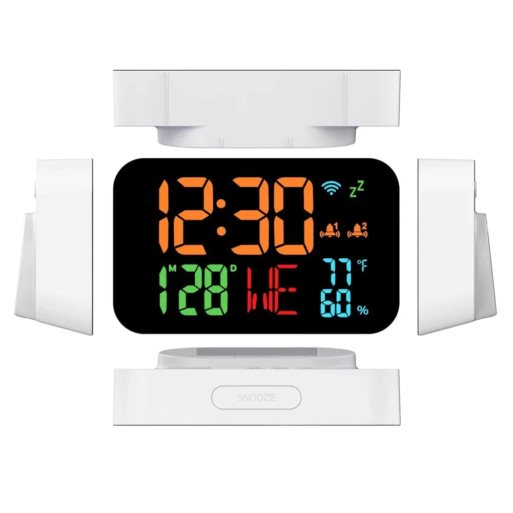 Tuya WiFi Desktop Clock Calendar Intelligent Thermometer Hygrometer with Digital LED Display Support WIFI Auto-Calibration