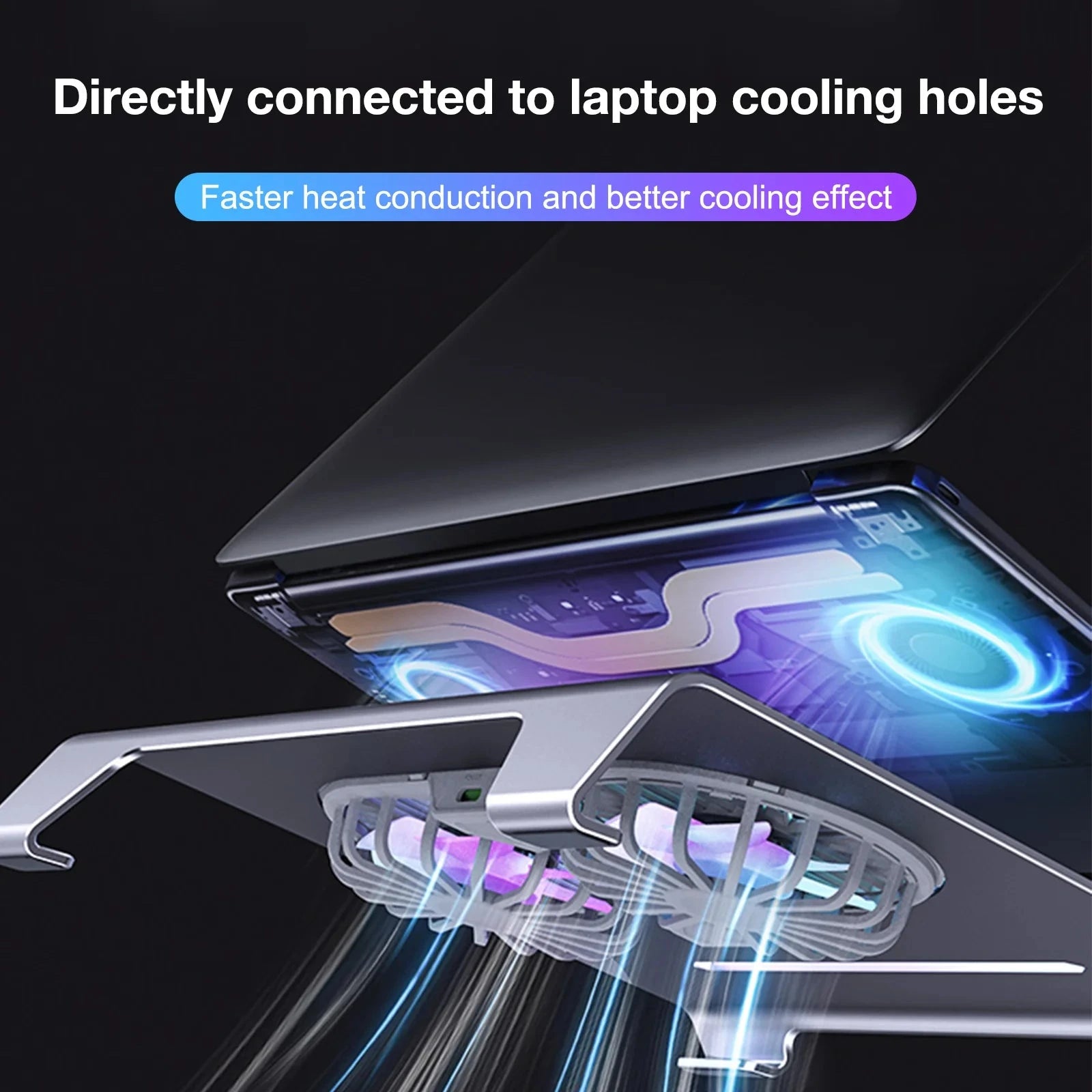 2 High - Speed Fan Aluminum Laptop Cooler with Pad, Adjustable Stand, for 10 - 15" Laptops - AMULET RING STORE