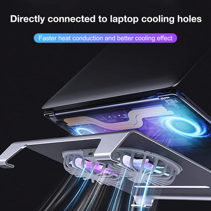 2 High - Speed Fan Aluminum Laptop Cooler with Pad, Adjustable Stand, for 10 - 15" Laptops - AMULET RING STORE