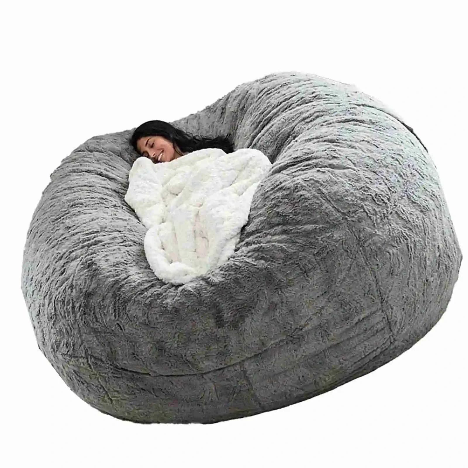 No Stuffed Gray Bean Bags Chair Giant Bean Bags Pouf Sofa Bed Puff Futon Room Seat Tatami Relax Lounge Furniture Only Bags Case