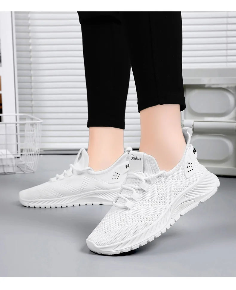 2025 Women's Shoes Summer Women's Shoes Flying woven casual shoes Comfortable breathable women's sneakers - AMULET RING STORE