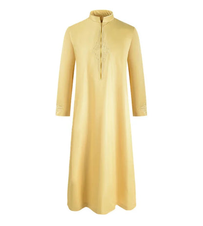 Men's Long Sleeved Dubai Türkiye India Loose Islamic Collar Dress Jubba Thobe Ramadan Muslim Abaya Gown Solid House