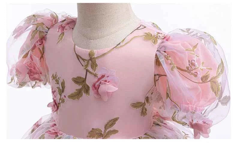 2024 Rose Girls Dress Summer Mesh Fashion Bow Little Princess Baby Dress Christmas Birthday Gifts 1 2 3 4 5 6 Years Kids Clothes