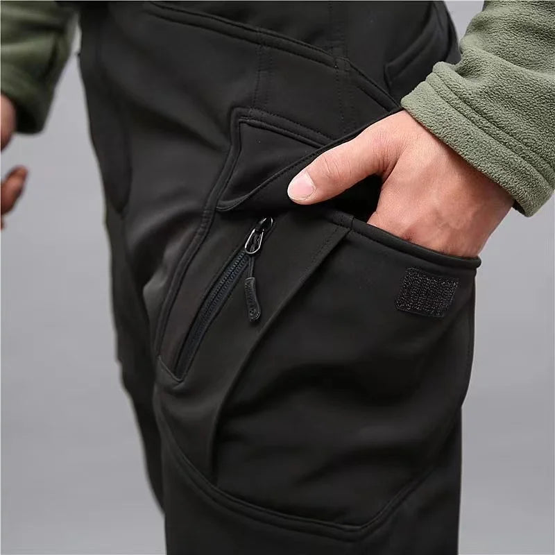 Men's City Cargo Autumn Winter Fleece Softshell Hiking Pants Fishing Climbing Trekking Casual Hunting Camping Trousers M-5XL