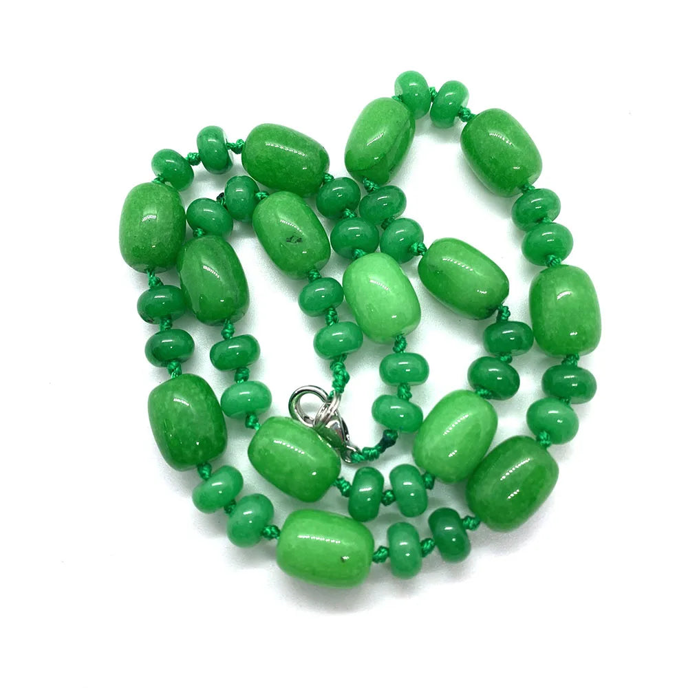 Natural Stone Malachite Lapis Lazuli Agate Necklace 10x14mm Cylindrical Beads 5x9mm Abacus Beads Ladies Necklace about 18 Inches - AMULET RING STORE