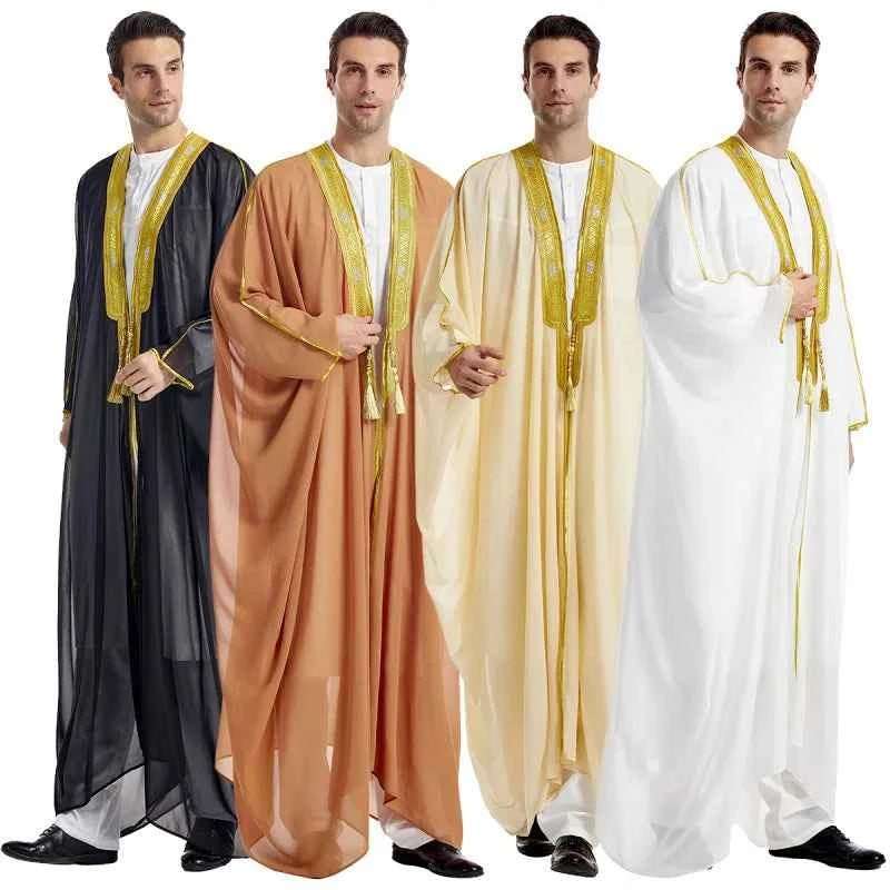 Eid Ramadan Islamic Clothing Men Kaftan Moroccan Kebaya Open Muslim Kimono Turkey Abaya East National Costume For Prayer Clothes