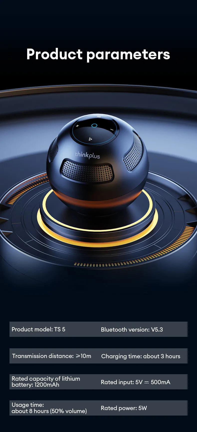 Ship From US Lenovo Bluetooth Speaker Portable Outdoor Long Endurance Home Music Player HiFi Stereo Surround Sound Box TS5