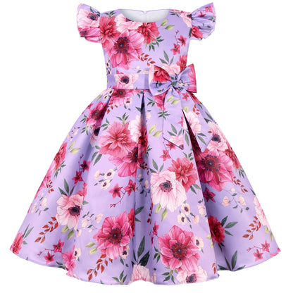 Girl's party dress  Elegant petal-sleeved princess dress  Birthday party dress  Wedding party dress