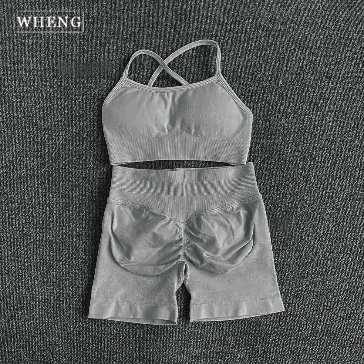 WHENG Peach Hip Lifting Suit Back Cross Sports Bra Shockproof Bra Quick Drying Shorts Set Gym Fitness Running Yoga Suit