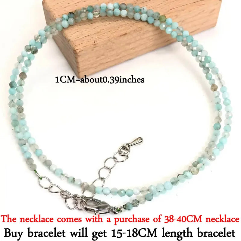 2-3mm Natural Stone Beaded Necklace Handmade Mini Tourmaline lapis crystal Energy Healing Female Bracelet for Women Jewelry Gift - AMULET RING STORE