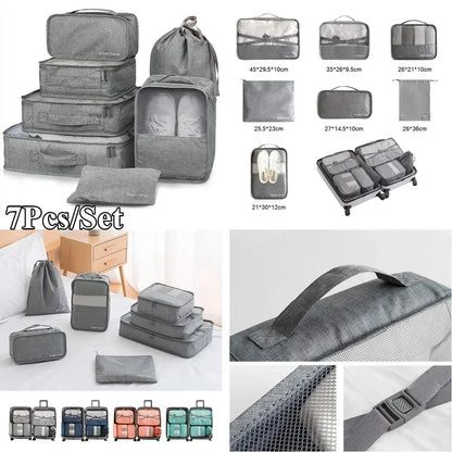 8/7/6 Pieces Set Travel Organizer Storage Bags Suitcase Packing Cubes Set Cases Portable Folding Luggage Clothes Shoe Tidy Pouch - AMULET RING STORE
