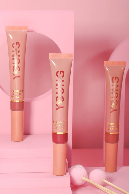 YOUNG VISION 6 color Liquid Water Brightening Lip Color Plush Brush Head Squeezing Lip Color Moisturizing Lip Glaze - AMULET RING STORE