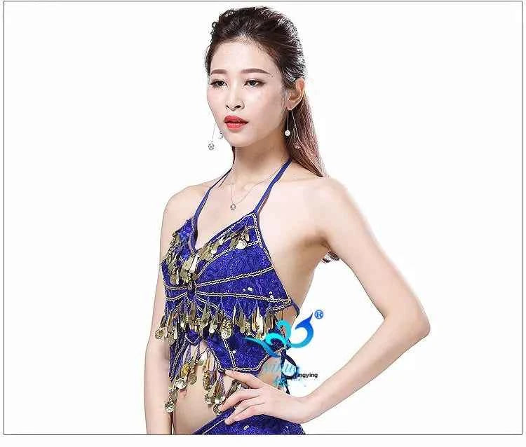 Sexy Belly Dance Bra Top Women's Sensual Strap Hanging Ne Vest Dance Clothing Adult Fem Polyester Sportswear Yoga Fitn