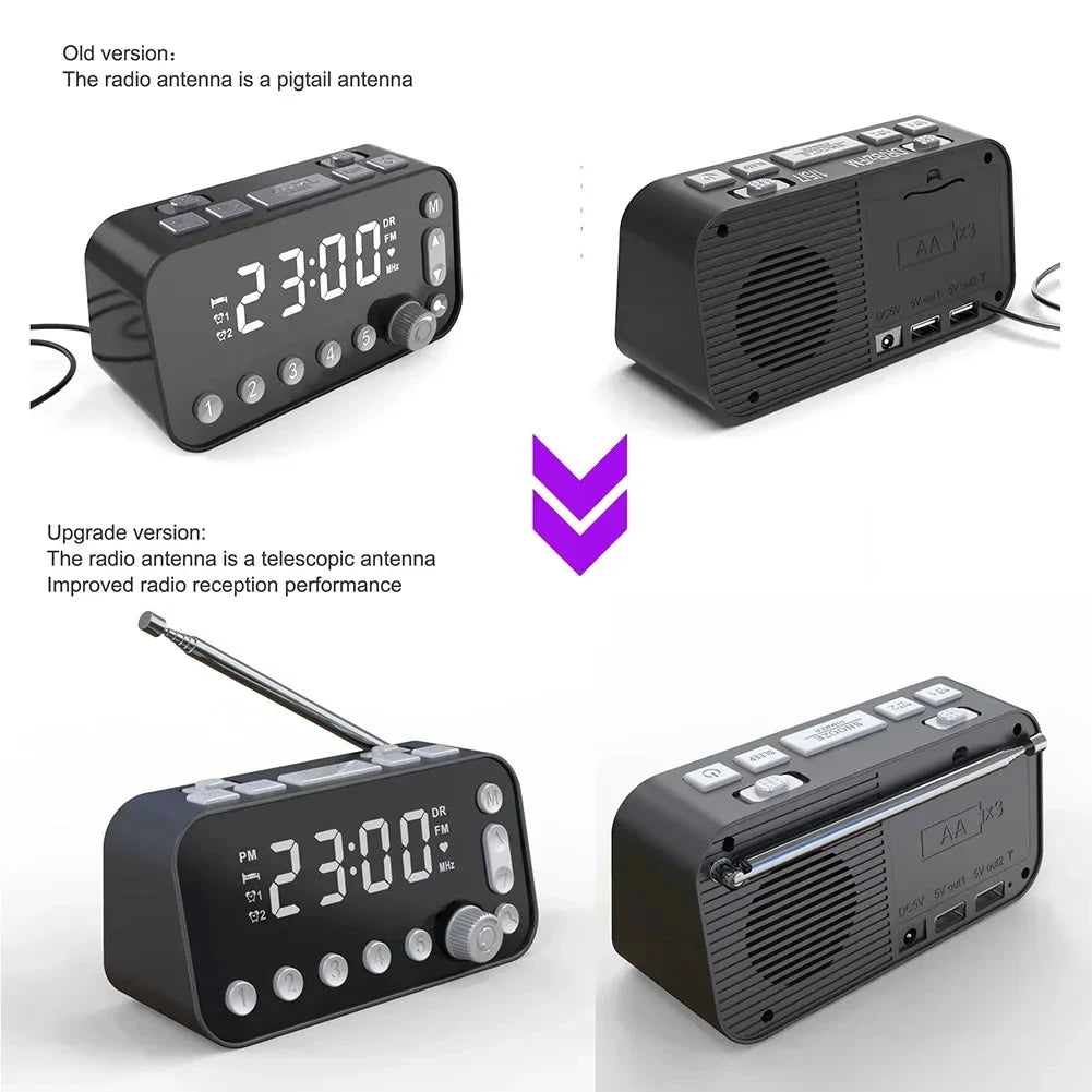 A1 Digital Desktop Alarm Clock Dual USB Charging Port LED Display DAB FM Radio