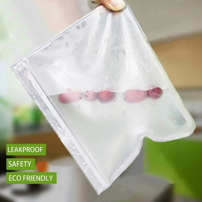 10Pcs Silicone Food Storage Bag Leakproof Reusable Stand Up Zip Shut Bag Cup Fresh Bag Food Storage Bag Fresh Wrap - AMULET RING STORE