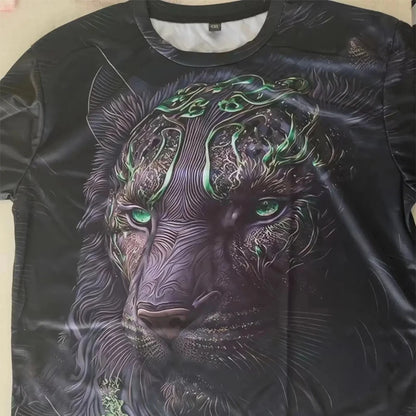 Men's Lion 3D Print T Shirts Y2K Hip Hop Streetwear Summer Casual T-shirt Animal Graphic Top Harajuku Tees Sale Man Short Sleeve - AMULET RING STORE