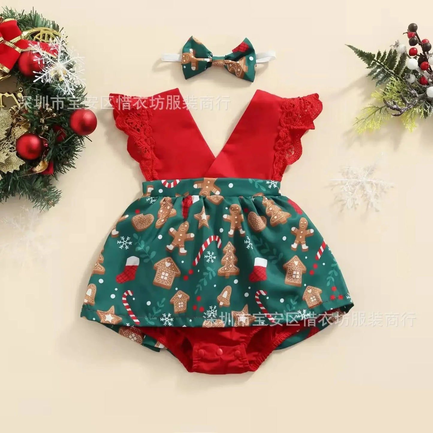 Baby Girl Dress New 2-piece Red Flower Baby Clothing Newborn Girl Lace Dress Princess Skirt Clothing 0-24M Princess Dress - AMULET RING STORE
